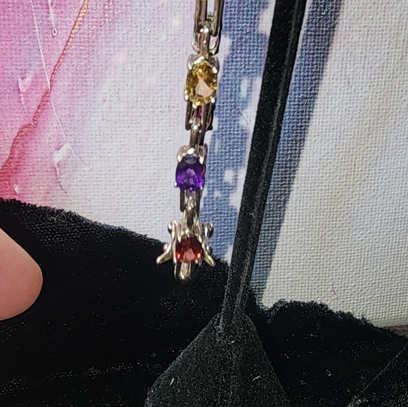 RARE ROSS-SIMONS STERLING SILVER & GEMSTONE LINK BRACELET - Picture 7 of 8